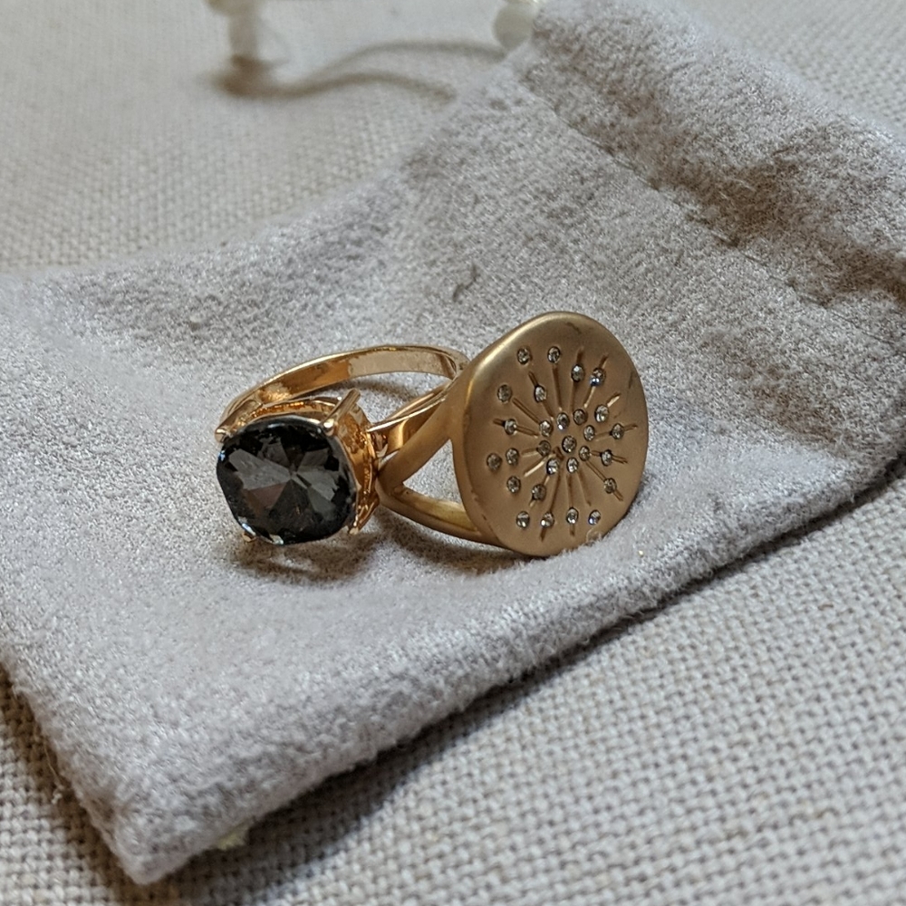TWO Old Navy gold-plated rings